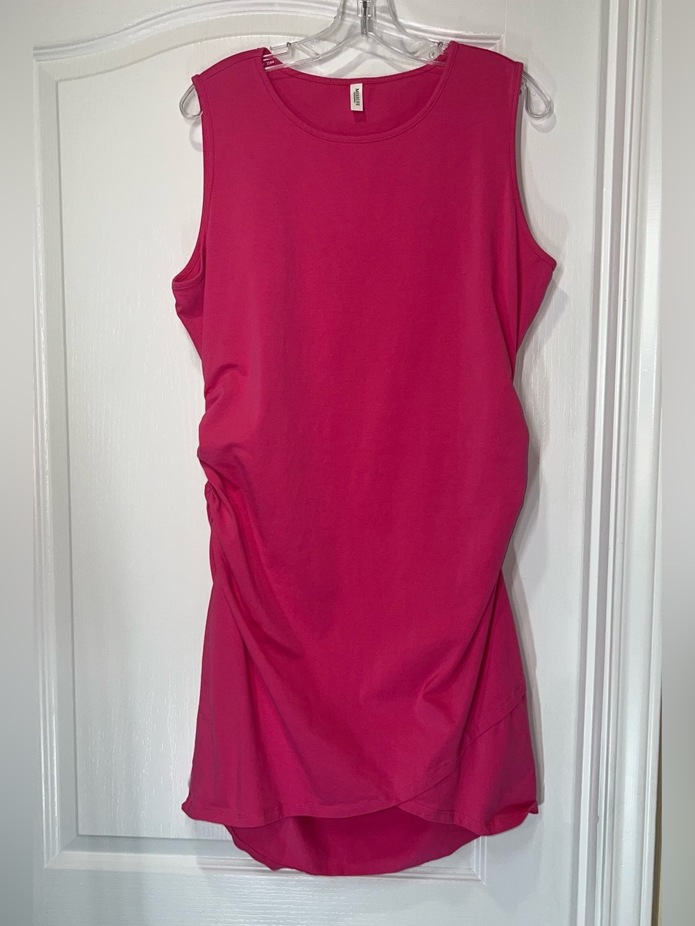 MISSUFE Fushia Sleeveless Bodycon Midi Dress Asymmetrical Hem Women’s Size 2XL